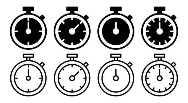 Stoppuhr Icon Set Illustration Zeitschaltzeichen Und Symbol Countdown Symbol Zeitspanne — Stockvektor