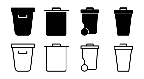 Ilustração Conjunto Ícones Lixo Ícone Lata Lixo Excluir Sinal Símbolo — Vetor de Stock