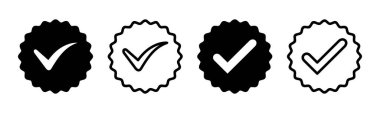 Onaylanmış simge kümesi illüstrasyonu. Sertifikalı Madalya Simgesi. işaretle
