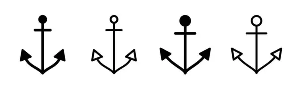 Anker Icon Set Illustration Ankerzeichen Und Symbol Ikone Der Ankermarine — Stockvektor