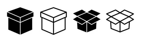 Набір Іконок Коробки Ілюстрація Знак Коробки Символ Посилка Пакет — стоковий вектор