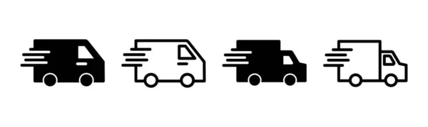 Εικονογράφηση Σύνολο Εικονίδιο Φορτηγό Παράδοσης Σημάδι Και Σύμβολο Φορτηγού Παράδοσης — Διανυσματικό Αρχείο