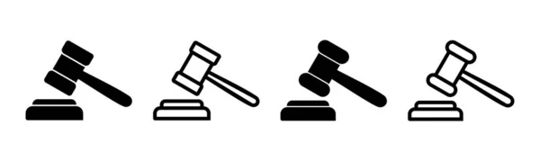 Gavel Setzte Den Schlusspunkt Richtergabel Zeichen Und Symbol Gesetzesikone Auktionshammer — Stockvektor