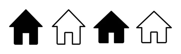 Início Ícone Conjunto Ilustração Sinal Símbolo Casa — Vetor de Stock