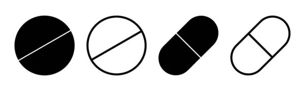 Tabletta Ikon Készlet Illusztráció Kapszula Ikon Kábítószer Jel Szimbólum — Stock Vector