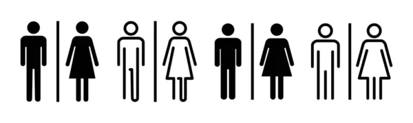 Ikon Toilet Mengatur Ilustrasi Anak Perempuan Dan Anak Laki Laki - Stok Vektor