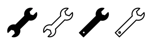 Wrench Pictogram Set Illustratie Reparatie Icoon Gereedschapsteken Symbool — Stockvector
