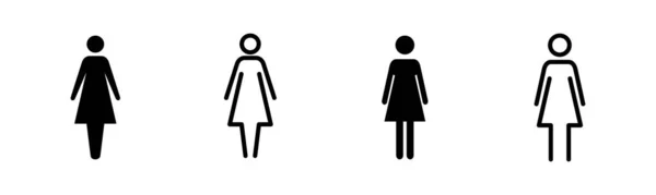 Weibliche Ikone Setzte Illustration Zeichen Und Symbol Der Frau — Stockvektor