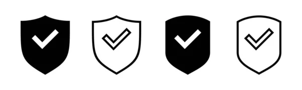 Ilustração Conjunto Ícone Marca Verificação Escudo Assinatura Aprovação Proteção Ícone — Vetor de Stock