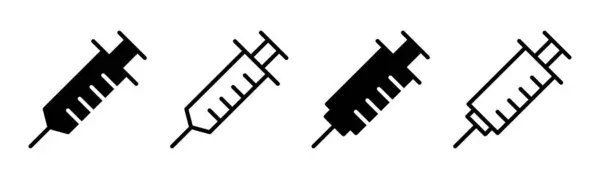 注射器图标设置说明 注射标志和符号 疫苗图标 — 图库矢量图片