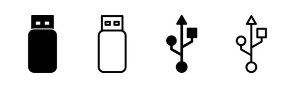 Usb Ícone Conjunto Ilustração Sinal Disco Flash Símbolo Flash Drive — Vetor de Stock