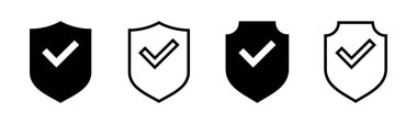 Kalkan işaretleme simgesi çizimi. Koruma onayı işareti. Sigorta simgesi