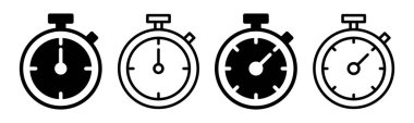 Kronometre simgesi çizimi. Zamanlayıcı işareti ve sembol. Geri sayım simgesi. Zaman Dönemi