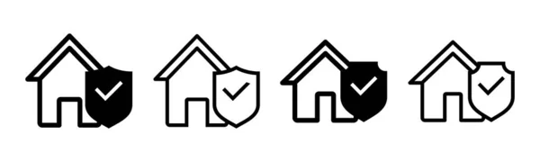 Casa Ícone Seguro Conjunto Ilustração Home Sinal Proteção Símbolo —  Vetores de Stock