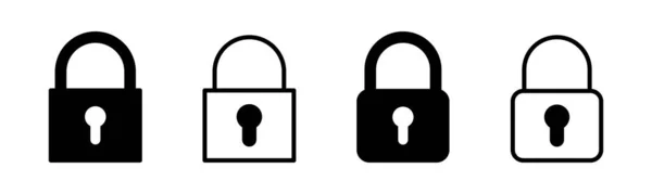 Illustrasjon Låsepikonsett Hengelås Skilt Symbol Krypteringsikon Sikkerhetssymbol – stockvektor