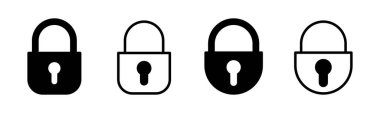 Kilit simgesi çizimi. Asma kilit işareti ve sembol. Şifreleme simgesi. Güvenlik sembolü