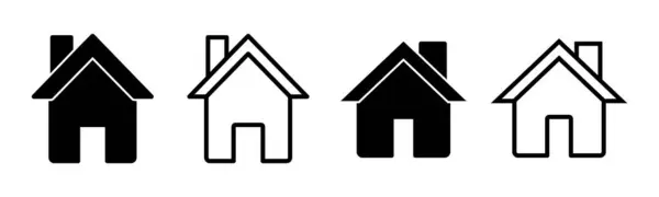 Início Ícone Conjunto Ilustração Sinal Símbolo Casa —  Vetores de Stock