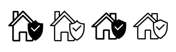 Σπίτι Εικόνα Σύνολο Ασφαλιστήριο Εικονίδιο Σήμα Και Σύμβολο Προστασίας Στο — Διανυσματικό Αρχείο