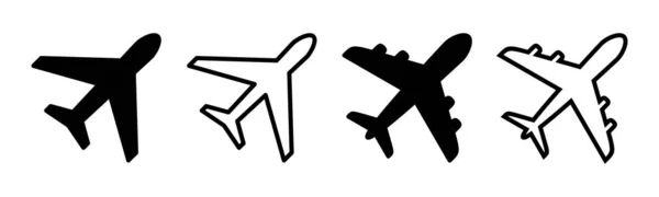 Ikona Samolotu Zestaw Ilustracji Znak Symbol Samolotu Symbol Transportu Lotniczego — Wektor stockowy