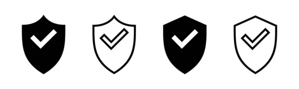 Ikona Znaku Odznaki Tarczy Ochrona Zatwierdziła Znak Ikona Ubezpieczenia — Wektor stockowy