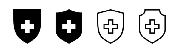 Εικονίδιο Σύνολο Ασφάλισης Υγείας Εικόνα Υπογραφή Ασφαλιστικού Εγγράφου Και Σύμβολο — Διανυσματικό Αρχείο