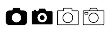 Kamera simgesi çizimi. Fotoğraf makinesi işareti ve sembol. fotoğrafçılık simgesi.