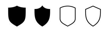 Kalkan simgesi çizimi. Koruma ikonu. Güvenlik işareti ve sembol