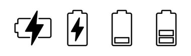 Batarya simgesi çizimi. Pil şarj işareti ve sembol. pil şarj seviyesi