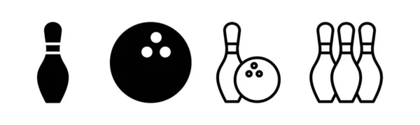 Jeu Icônes Bowling Illustration Boule Bowling Signe Symbole Broche — Image vectorielle