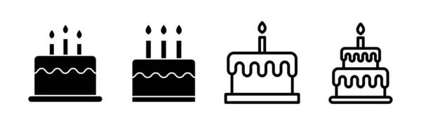 Tårta Ikon Set Illustration Tårta Tecken Och Symbol Födelsedagstårta Ikon — Stock vektor