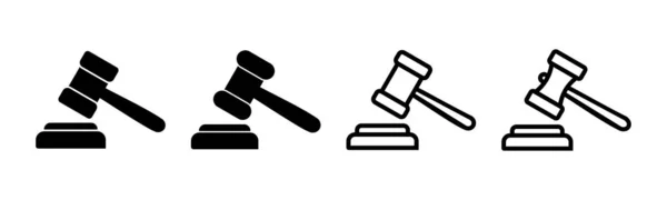 Gavel Icon Set Illustration Judge Gavel Sign Symbol Law Icon — Stock Vector