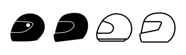 Helmet图标集示例 摩托车头盔的标志和符号 建筑头盔图标 安全帽 — 图库矢量图片