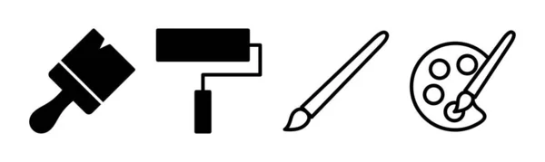 Paint Icon Set Illustration Pinsel Zeichen Und Symbol Icon Vektor — Stockvektor