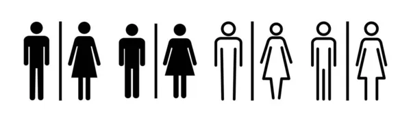 Ikon Toilet Mengatur Ilustrasi Anak Perempuan Dan Anak Laki Laki - Stok Vektor