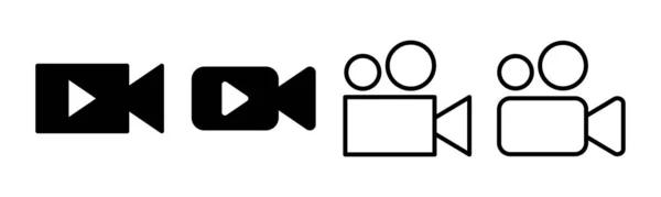 Відео Значок Набору Ілюстрацій Знак Символ Відеокамери Фільм Знак Кінотеатр — стоковий вектор