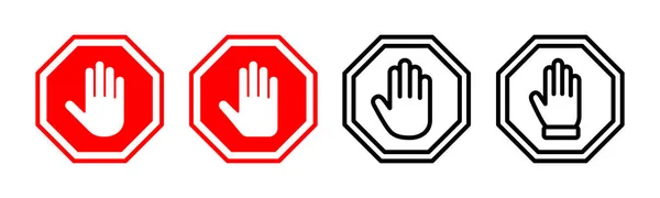 Stop Icon Set Illustration Stop Road Sign Hand Stop Sign Vector Graphics