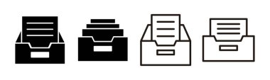 Arşiv dizinleri simgesi çizimi. Belge vektör simgesi. Depolama simgesini arşivle.