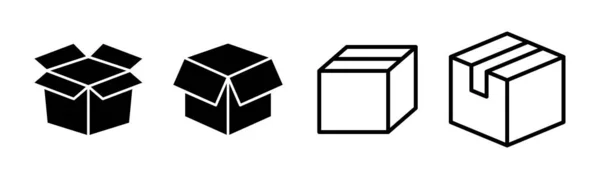 Box Icon Set Illustration Kastenschild Und Symbol Paket Paket — Stockvektor