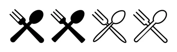 勺子和叉子图标集插图 叉子和刀具图标向量 餐厅标志和符号 — 图库矢量图片