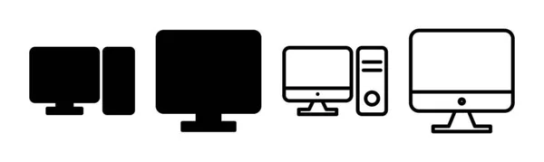 Computer Icon Set Illustration Computer Monitor Sign Symbol — Stock Vector