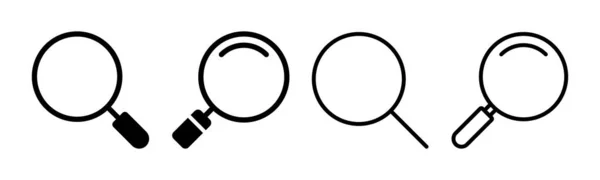Illustration Jeu Icônes Recherche Signe Symbole Loupe — Image vectorielle