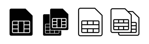 Ikona Karty Sim Zestaw Ilustracji Podwójny Znak Karty Sim Symbol — Wektor stockowy