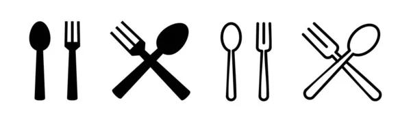 Kaşık Çatal Simgesi Çizimi Kaşık Çatal Bıçak Ikonu Vektörü Restoran — Stok Vektör