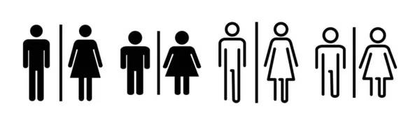 Illustration Jeu Icônes Signe Symbole Des Toilettes Pour Filles Garçons — Image vectorielle