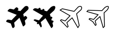 Uçak simgesi çizimi. Uçak işareti ve sembol. Uçuş taşıma sembolü. Seyahat işareti. uçak.