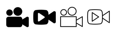 Video simgesi çizimi. Video kamera işareti ve sembol. Film tabelası. Sinema