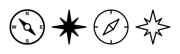Brújula Icono Conjunto Ilustración Flecha Brújula Icono Signo Símbolo — Vector de stock
