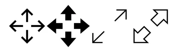 Fullscreen Icon Set Illustration Expand Full Screen Sign Symbol Arrows — Stock Vector