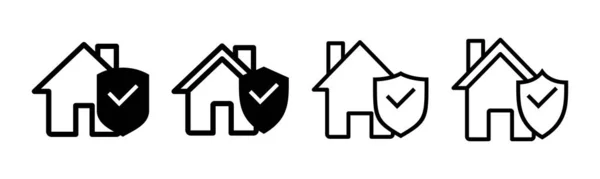 Casa Ícone Seguro Conjunto Ilustração Home Sinal Proteção Símbolo — Vetor de Stock