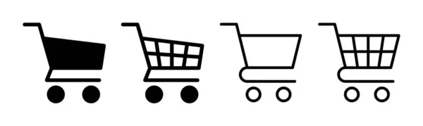 Icône Shopping Set Illustration Panneau Symbole Panier Icône Chariot — Image vectorielle